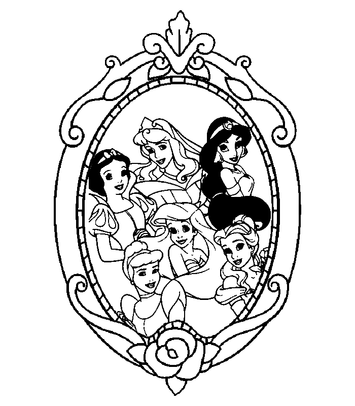 Print Alle Disney prinsessen kleurplaat